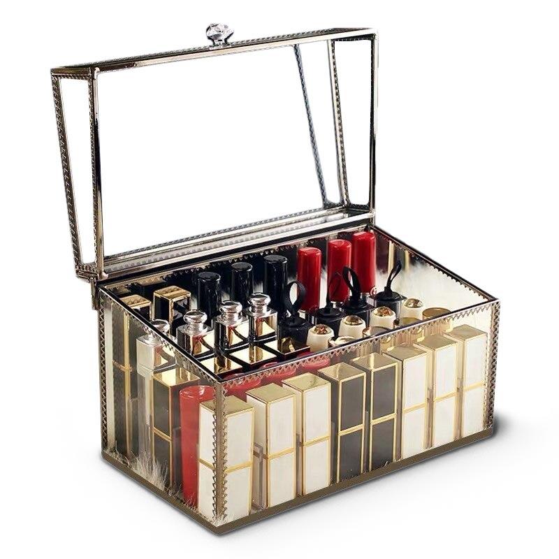 Boite de Rangement Maquillage en Verre