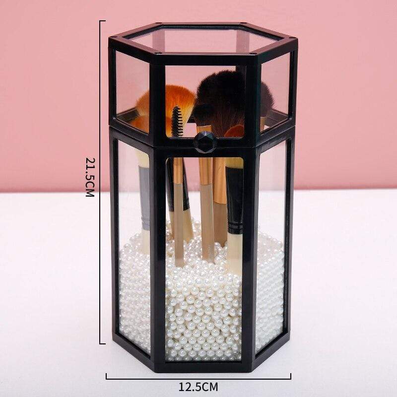 HARLIANGXY Support Pinceaux Maquillage Organiseur En Verre Vintage Doré - Plateau Rangement Bijoux Et Cosmétiques 20x14x10 Cm Support Pinceaux Maquillage Doré HARLIANGXY Support Pinceaux Maquillage Organiseur En Verre Vintage Doré - Plateau Rangement Bijoux Et Cosmétiques 20x14x10 Cm Support Pinceaux Maquillage Doré