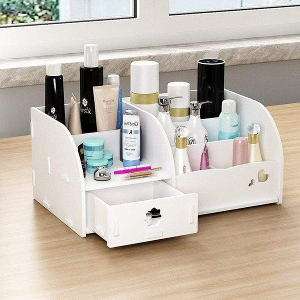 Organisateur Maquillage Doré Rectangulaire 3 Grilles - Rangement Transparent Pour Salle De Bain