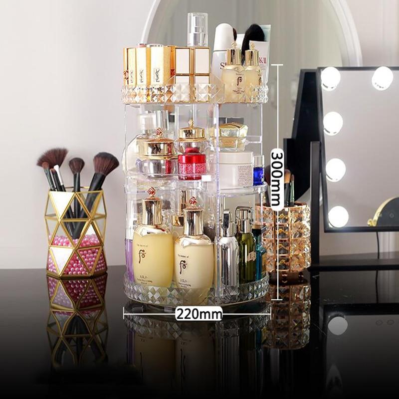 Organisateur De Maquillage Rotatif 9 étages Ajustables - Plateau Tournant 360° - Acrylique Transparent - Pour Salle De Bain, Coiffeuse - 11