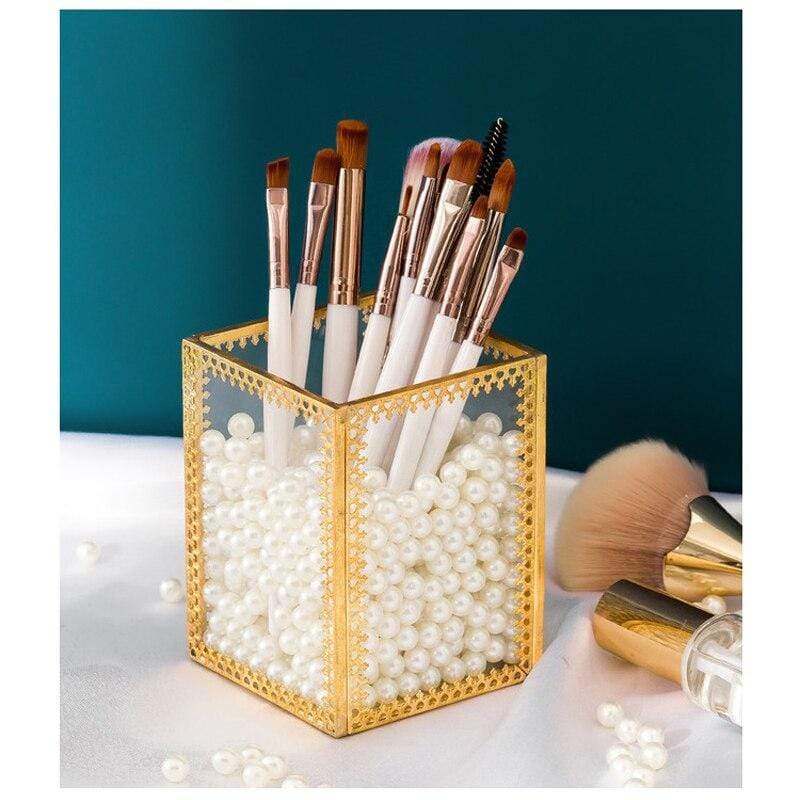 Lot De 2 Organisateurs Maquillage Bohème - Paniers Tressés 10x10 Cm, Pot Pinceaux & Rangement Esthétique Décor Coton
