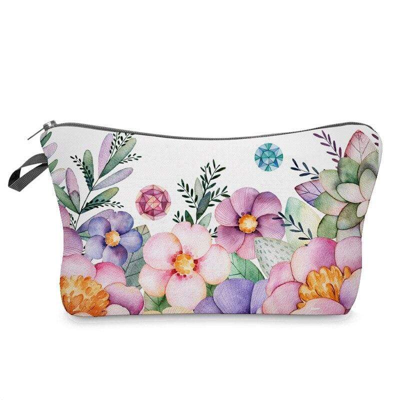 Trousse de Maquillage à Fleurs - Range Maquillage