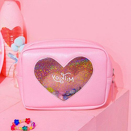 Trousse Maquillage Coeur Transparent - Range Maquillage