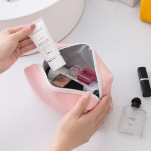 XZP Waterproof Matte Women Makeup Bag Patent Leather Candy Solid Make Up Bags Ladies Girl Zipper Cosmetic Bag Small Toiletry Bag - Range Maquillage