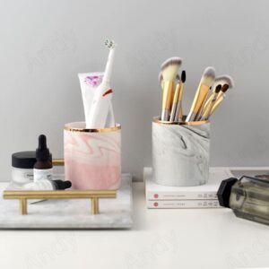 Pot à Pinceaux de Maquillage en Marbre