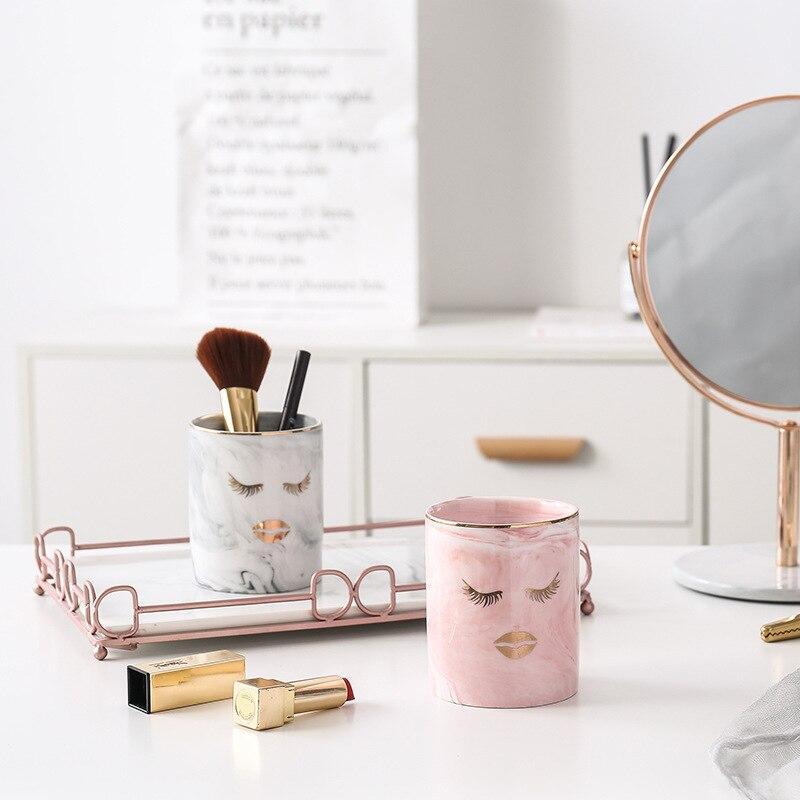 Pot de Pinceaux Maquillage en Marbre - Range Maquillage
