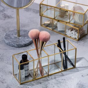 Organisateur de Bureau en Verre - Range Maquillage