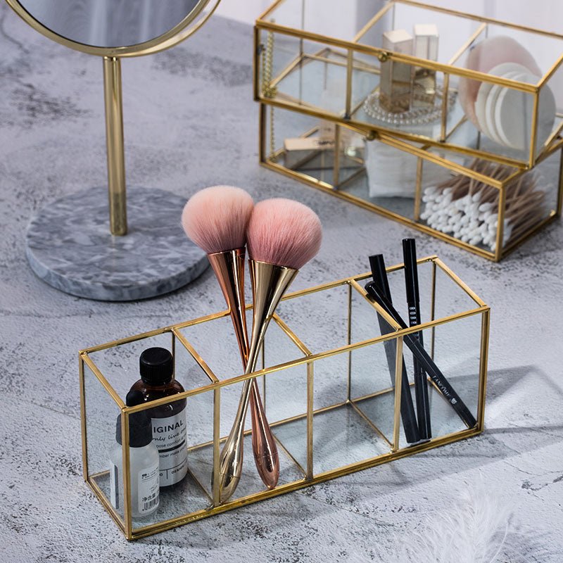 Organisateur de Bureau en Verre - Range Maquillage