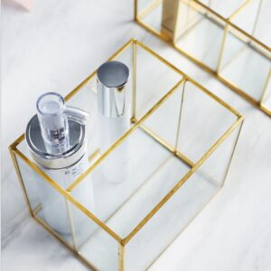 Organisateur de Bureau en Verre - Range Maquillage