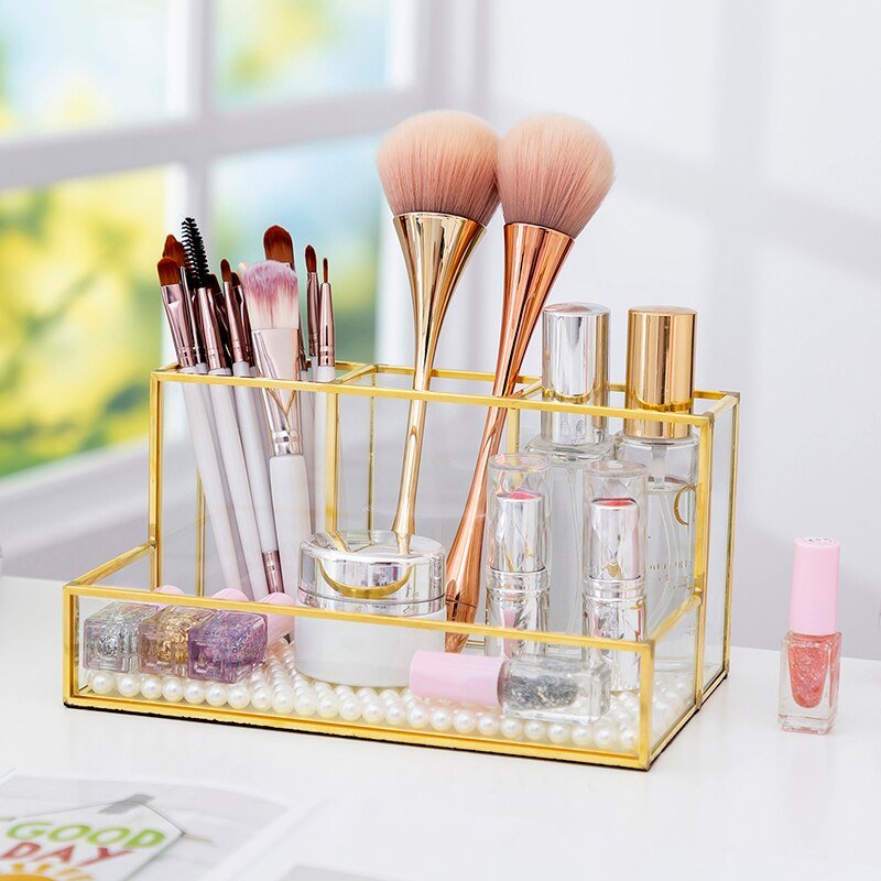 Organisateur de Maquillage Compartiment en Verre - Range Maquillage