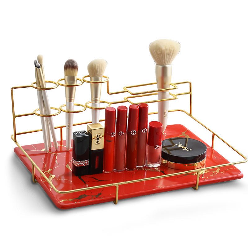 Organisateur de Maquillage Doré en Marbre - Range Maquillage