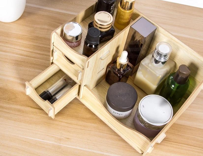 Organisateur de Maquillage en Bois - Range Maquillage