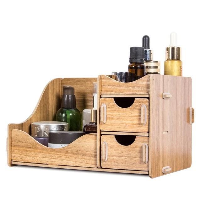 Organisateur de Maquillage en Bois - Range Maquillage