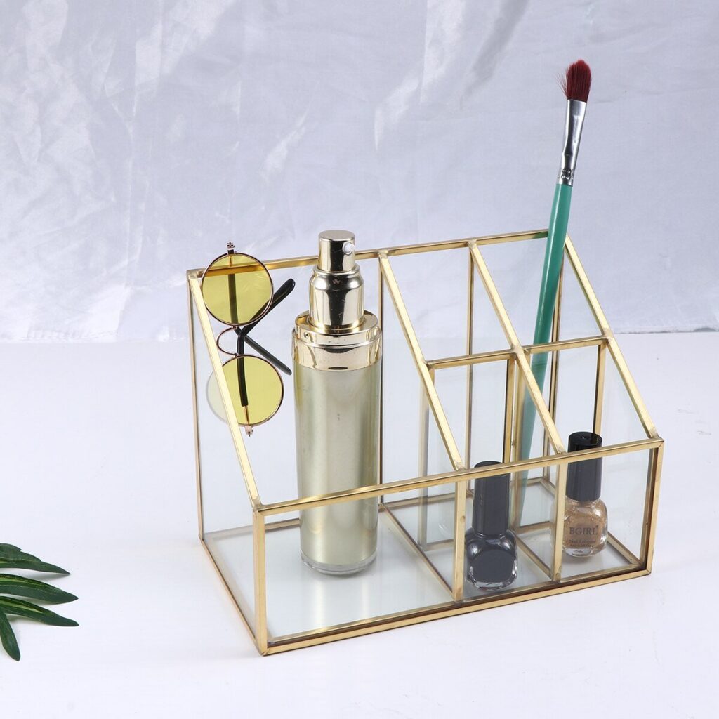 Organisateur de Maquillage Transparent Doré - Range Maquillage