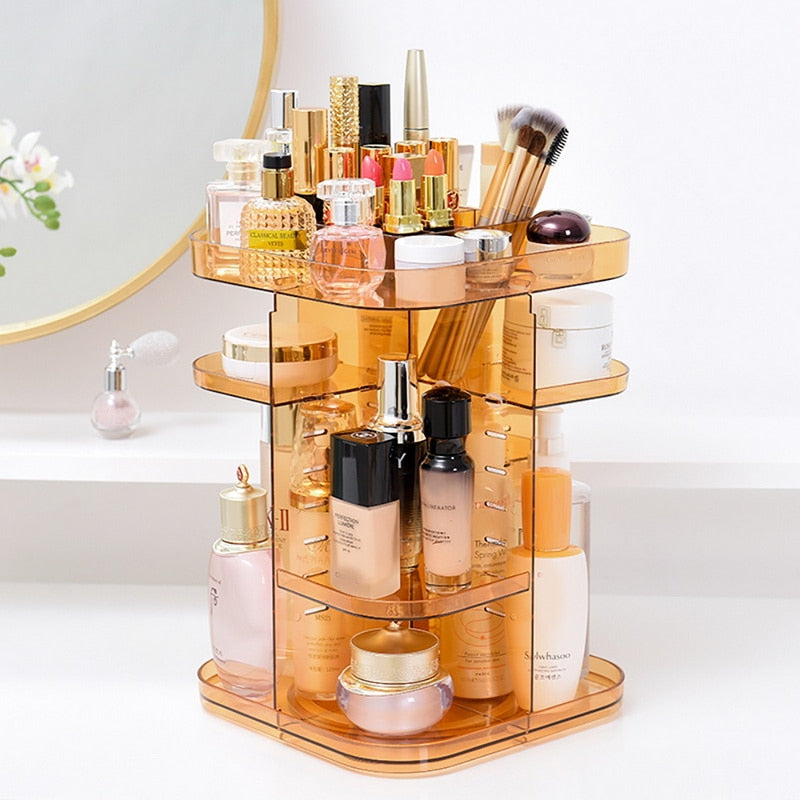 Organisateur de maquillage pivotant transparent