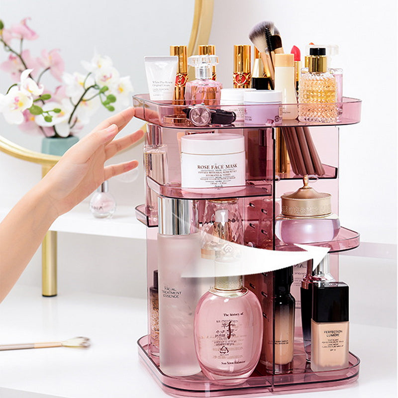 Organisateur de maquillage pivotant transparent