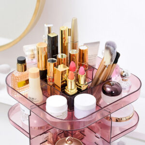 Organisateur de maquillage pivotant transparent