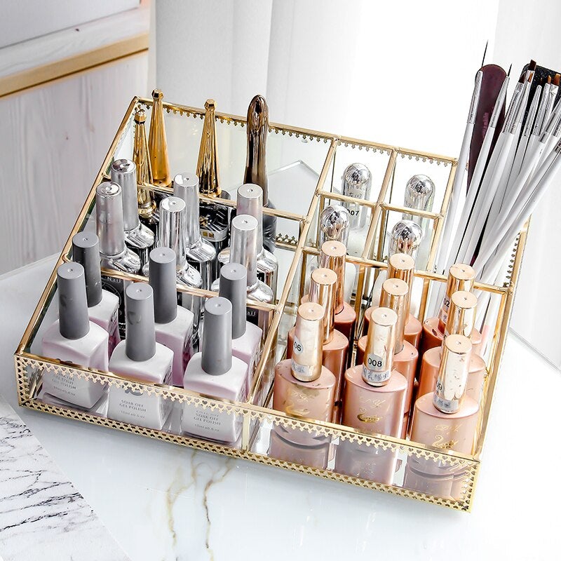 Rangement de Maquillage en Verre Miroir - Range Maquillage