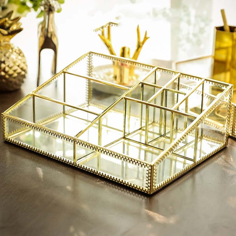 Rangement de Maquillage en Verre Miroir - Range Maquillage