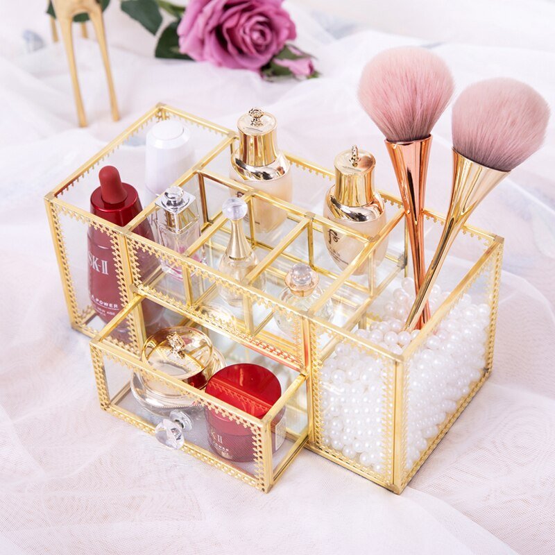 Rangement Maquillage en Verre Vintage - Range Maquillage