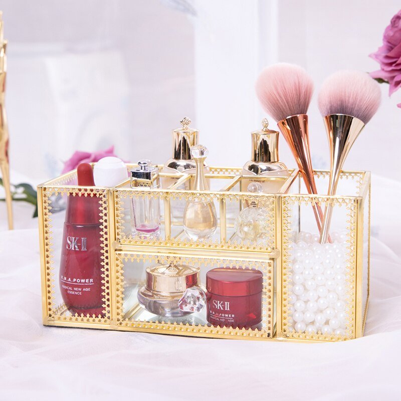Rangement Maquillage en Verre Vintage - Range Maquillage